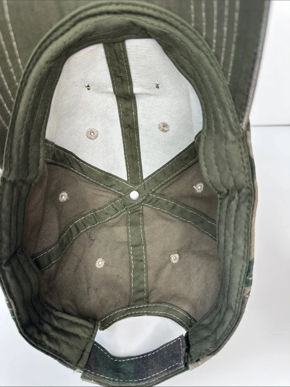 Luxury Inspired Upcycled Camo Baseball Hat One Size Adjustable Velcro Closure - Picture 9 of 10